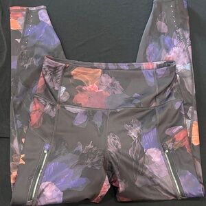 Athleta floral rainier Purple and Black floral Leggings